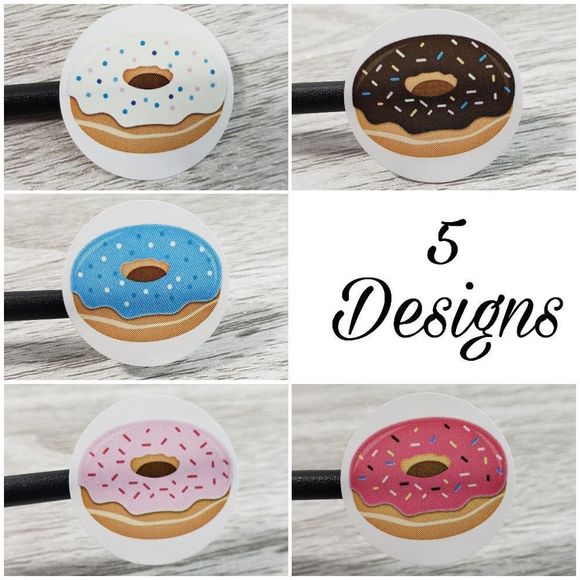 8/$20 100ct Stickers Round 1" Labels Donut Designs - Picture 1 of 6